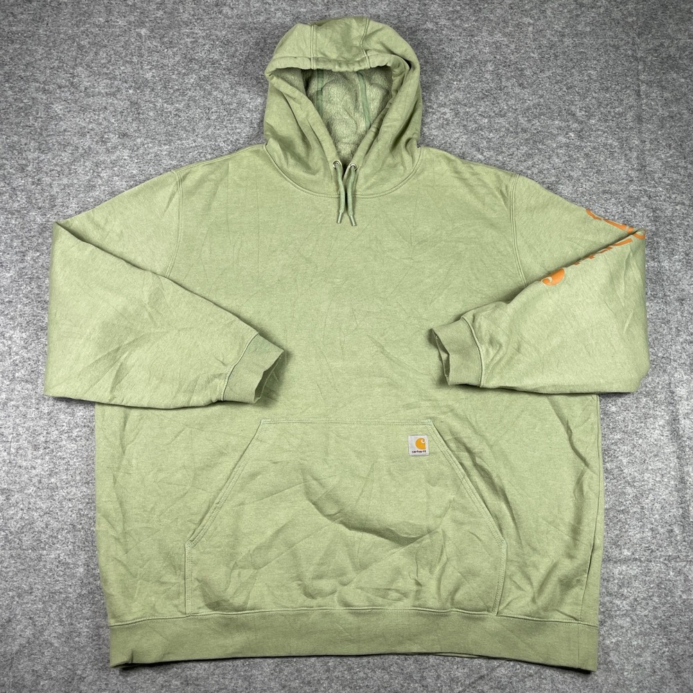 Carhartt Hoodie Mens 4XL Tall Green Original Fit Midweight Sleeve Print Outdoor